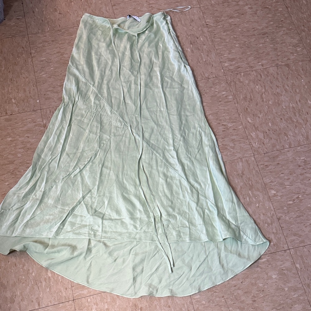 Chic Light Green High-Low Skirt